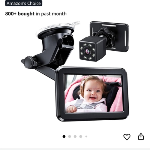 Itomoro Baby Car Mirror, Back Seat Baby Car Camera with HD Night Vision Function Display, Reusable Sucker Bracket, Wide View, 12V Cigarette Lighter, Easily Observe The Baby’s Move