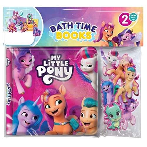 My Little Pony Bath Time Books - Activity Books for kids, Bath book, 6 Padded suction cups, 1 Mesh bag