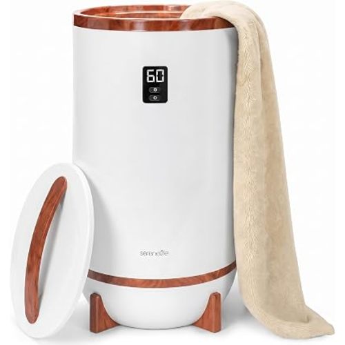 SereneLife Towel Warmer Bucket, with Customized Fragrance for Spa and Bathroom, Luxury Towel Heater Gifts for Him & Her, Auto Shut off, Fits 2 large Towels, Blankets, Bathrobes, PJ's (Cherry)