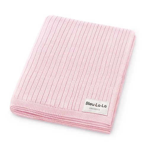 Bleu La La 100% Luxury Organic Cotton Ribbed Baby Swaddle Blanket for Newborn and Infant Boys and Girls - Blush Pink