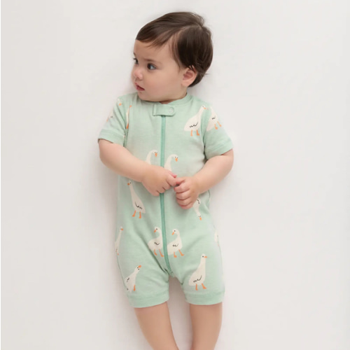 100% Organic Cotton Shortie Onesie Pajama in Goosie