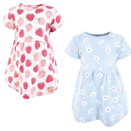 Luvable Friends Hudson Baby Short-Sleeve Dresses 2pk, Berry Bliss, 0-3M
