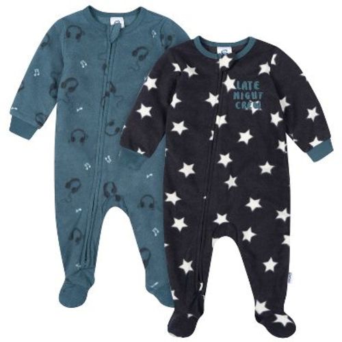 Gerber Baby Boys' 2-Pack Footed Fleece Pajamas, Stars, 6-9 Months