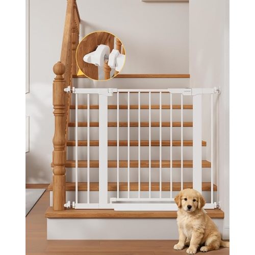 InnoTruth 27-36.6 in Wide Baby Gate for Stairs and Doorways, White