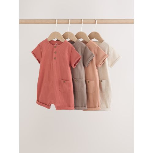 Orange Grandad Button Neck Baby Rompers 4 Pack
