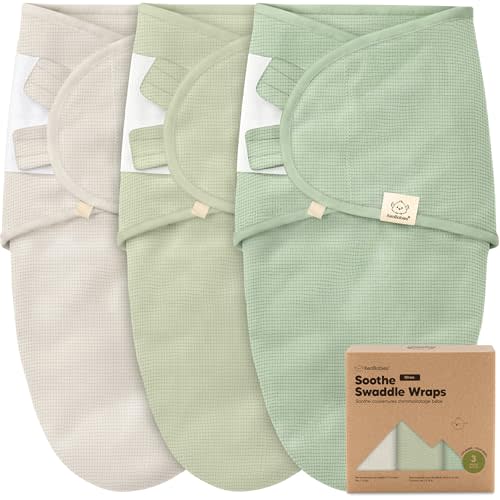3-Pack Organic Swaddles for Newborns, Baby Sleep Sacks 0-3 Months - Baby Swaddle Wrap, Newborn Wearable Blanket, Infant Sleep Sack for Girls, Boys, Soft & Snug, Large Hook & Loop Closure (Willow)