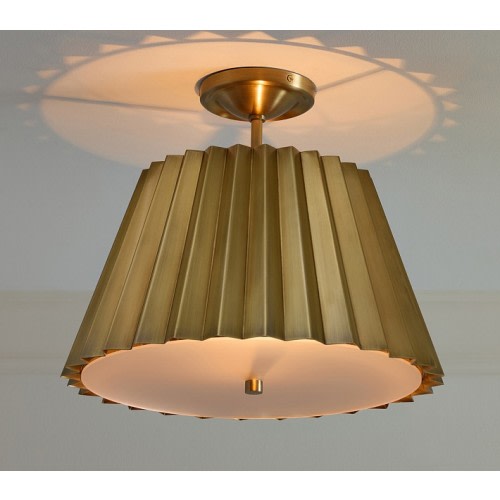 Chris Loves Julia Metal Pleated Semi Flush Mount (16")