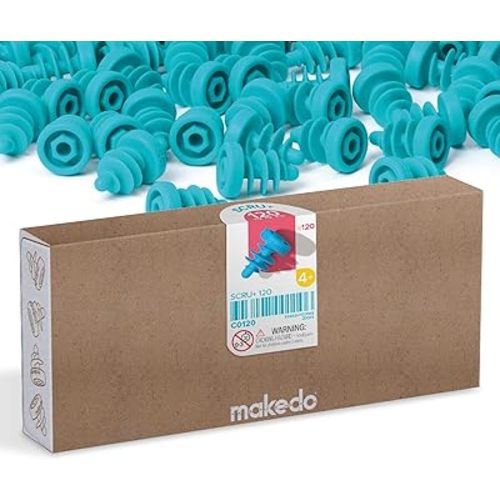 Makedo SCRU+ 120 | Top Up Your Toolbox! 120 Piece Set | Connect 4 to 6 Layers of Cardboard | STEM and STEAM Educational Toys for Kids | at Home Play and Classroom Learning