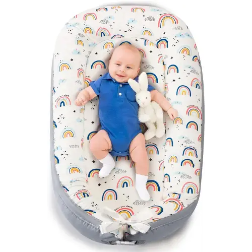 Baby Lounger- Baby Nest for 0-24 Months, Ultra Soft Organic Cotton Breathable & Portable Baby Lounger, Baby Lounger Pillow for Newborn