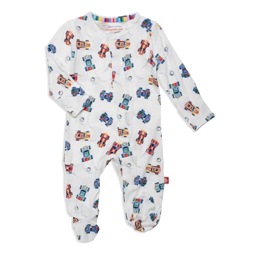 Magnetic Me Boys Modal Magnetic Baby Footie Pajamas | Silky Soft Modal Fabric | Baby Sleepers Available in Sizes PRE - 24M