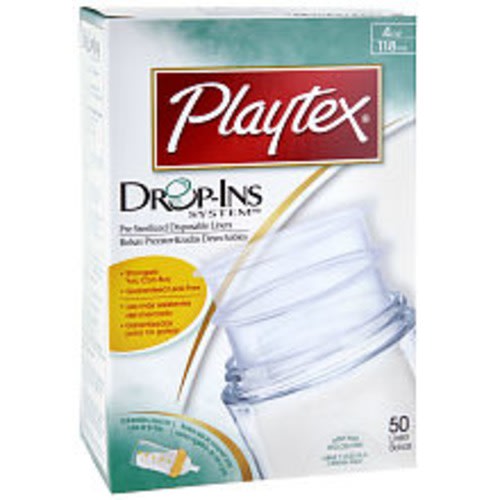 Playtex Baby Nurser Bottles Drop-Ins Recyclable Disposable Liners, Pre-Sterilized, 4 Oz, 50 Count