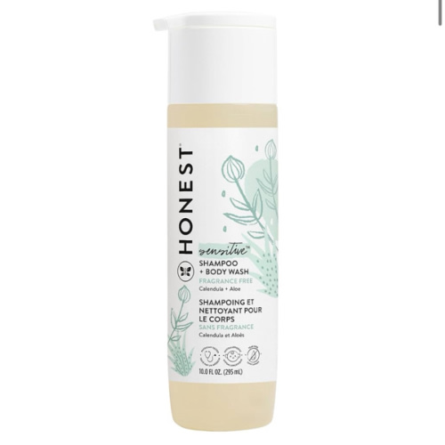 The Honest Company 2-in-1 Cleansing Shampoo + Body Wash for Sensitive Skin | Gentle for Baby | Naturally Derived, Tear-free, Hypoallergenic | Fragrance Free, 10 fl oz