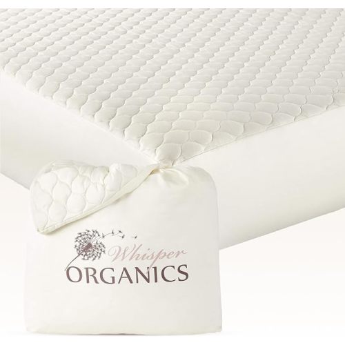 100% Cotton Organic Mattress Pad - Breathable & Cooling Mattress Protector King Size - Premium 300GSM Quilted and Machine Washable - Fairtrade & GOTS Certified Bed Protector (Ivory, King)