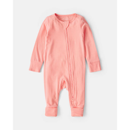 Baby Girl PurelySoft™ 2-Way Zip Sleep & Play Pajamas - Coral