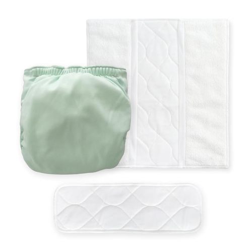 Amazing Baby Hybrid Cloth Diaper Cover/Swim Diaper, Large, Sz 4 (22-40 lbs), Use Boosties Disposable or Reusable Inserts, Pastel SeaCrystal, SmartNappy Set: Cover + Tri-Fold + Booster Pad