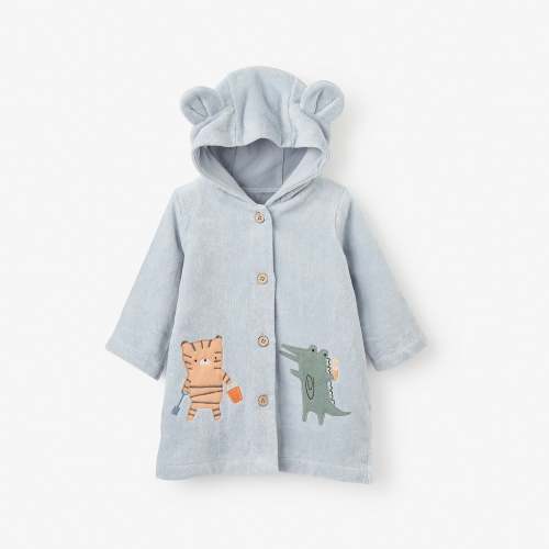 Pale Blue Seaside Safari Terry Beach Coverup – Elegant Baby