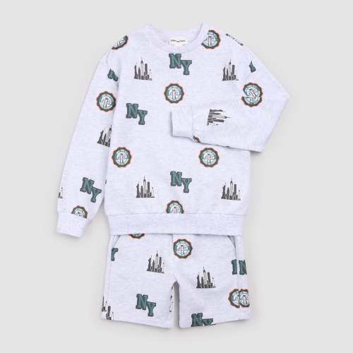 NYC Skyline on Light Grey Short Set