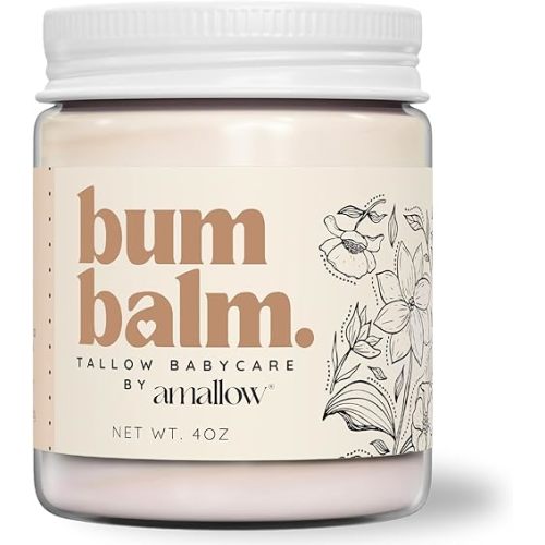 Amallow Baby Bum Balm - Diaper Area Cream for Sensitive, Rash-Prone Skin - Petroleum & Fragrance-Free - Gentle Moisturizing Balm - 4 oz