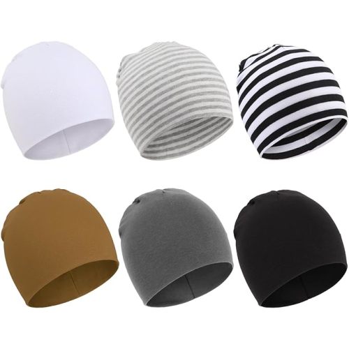 DRESHOW BQUBO 6 Pack Baby Hats for Boys Girls Unisex Baby Hat Soft Knit Cap Nursery Beanie for Newborn Infant Toddler Kid