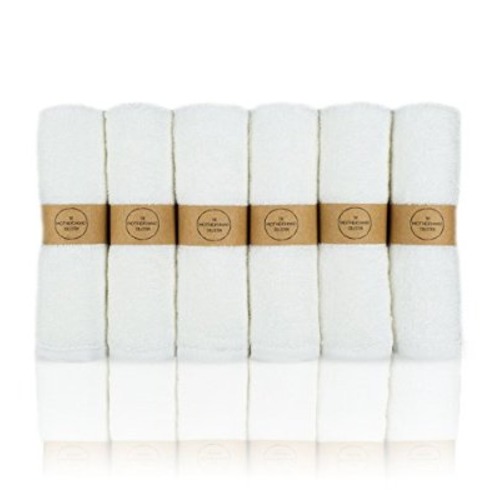 The Motherhood Collection 6 ULTRA SOFT Baby Bath Washcloths, 100% Natural Bamboo Towels, No-Dyes, Perfect Gift for Sensitive Baby Skin, 6 Pack 10"x10"