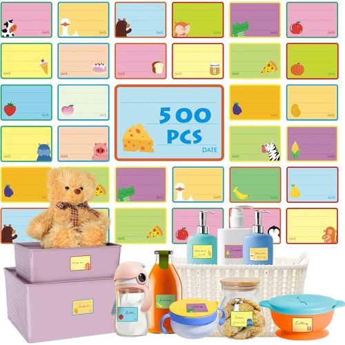 Amazon.com: 500 PCS Baby Food Labels, 25 Adorable Designs Removable Food Name Stickers Self-Adhesive Water/Oil/Tear Resistant Tags for Baby & Toddlers Food Containers, Water Bottles, School Supplies, Mason Jars : Baby