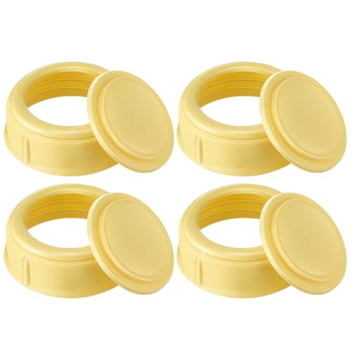 HappyAlley 4 Pack Nipple Rings Compatible with Medela Baby 5oz & 8oz Plastic & Glass Bottles, Collar Rings Compatible with Medela Slow or Medium Flow Collection and Storage Bottles, No Leak or Spill