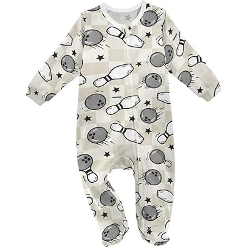 Baby One-Piece Footies Long Sleeve Rompers Zipper, Baby Bodysuit Cotton Clothes for Boys Girls 0-24 Month