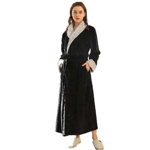 Gifts for Mom Bathrobe for Women Fuzzy Women's Nightgowns & Sleepshirts Oversize Cozy Women's Robes House Womens Robe Black