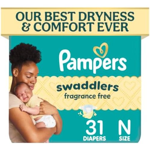 Pampers Swaddlers Diapers, Size 0, 31 Count, Fragrance Free, Hypoallergenic, Absorbent, Pediatrician Recommended, Skin Safe