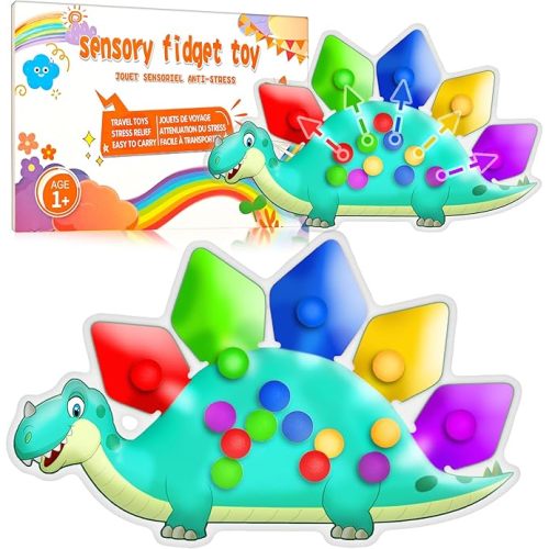 Dinosaur Color Sorting Sensory Toy Travel Toys for Toddler 1-3 Airplane Squishy Squeeze Toy Roadtrip Essenstial for Toddlers Boys Gift Fine Motor Autism Calm Fidget Montessori Preschool Activities Kid