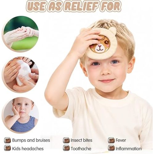 Kids Ice Packs for Boo Boos, FSA Eligible, HSA Approved, 3 Gel Toddler Cold Packs with Cute Cover for Injuries Reusable, Hot Cold Compress for Pain Relief, Toothache, Wisdom Teeth, Fever