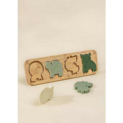 Casse-tête en silicone sur plaque en bois - Savane