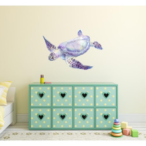 Purple Sea Turtle Wall Decal Ocean Sea Life Removable Fabric Wall Sticker