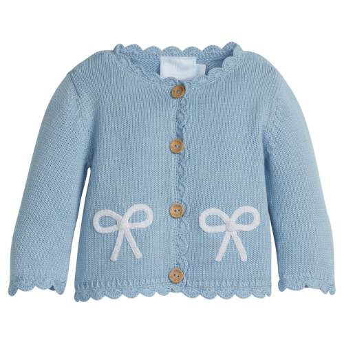 Crochet Cardigan - Blue Bow