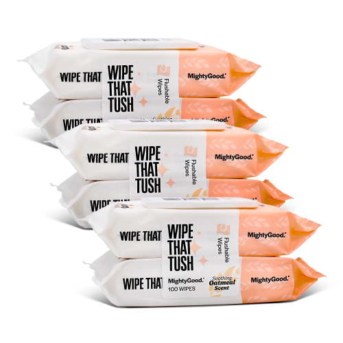 MightyGood. Wipe That Tush Flushable Wipes - Soothing Oatmeal Scent - Hypoallergenic Wipes with Aloe - Flushable Tested & Septic-Safe (300)