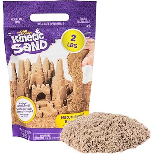 Kinetic Sand, 2lb Brown Play Sand, Moldable Sensory Toys for Kids, Resealable Bag (Packaging May Vary), Holiday Gifts & Stocking Stuffers for Kids Ages 3 and up