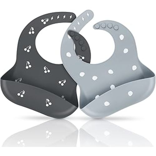 ME.FAN Silicone Baby Bibs for Babies & Toddlers | Adjustable Silicone Bibs Set of 2