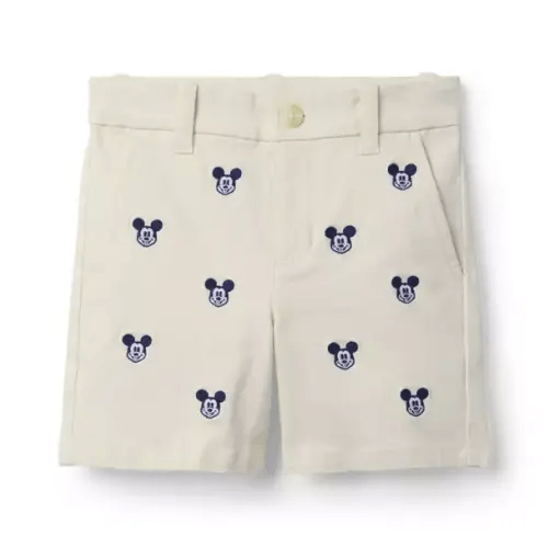 Boy Cream Mickey Mouse Disney Mickey Mouse Embroidered Twill Short by Janie and Jack