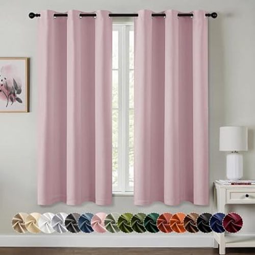 MIULEE Blackout Curtains for Bedroom 2 Panels 40 x 63 Inch Long Blush Pink