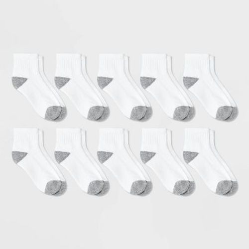 Boys' 10pk Athletic Ankle Socks - Cat & Jack™ White