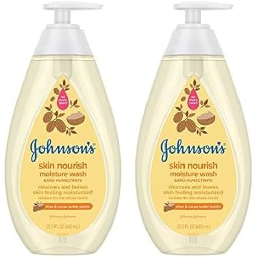 Johnson's Baby Skin Nourishing Moisture Baby Body Wash with Shea & Cocoa Butter, Hypoallergenic & Tear Free Baby Bath Wash, Paraben-, Dye-, Sulfate & Phthalate-Free, 20.3 fl. oz (Pack of 2)