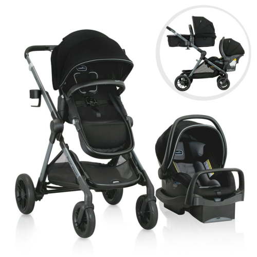 Evenflo Pivot Xpand Modular Travel System with LiteMax Infant Car Seat - Ayrshire Black