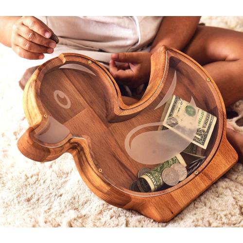 Personalized Cute Animal Duck Wood Piggy Bank, Handcrafted Owl Coin Bank, Panda Kids Room Decor, Baby Christmas Newborn Gift, Grandson Gift