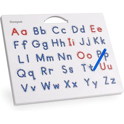 Coogam Magnetic Letters Practicing Board, Magnets Tracing ABC Alphabet Board Learning to Write Uppercase&Lowercase Educational Toy Fine Motor Montessori Gift for 3 4 5 Years Old Preschool Kids