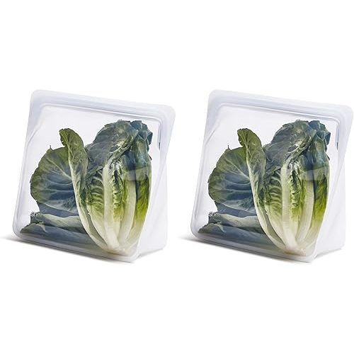 Stasher Silicone Reusable Storage Bag, Stand-Up Mega Bag, Reusable Freezer Bags,Microwave,Dishwasher,Oven Safe,Sous Vide,Premium Lunch Container,Eco Friendly,Food Storage Bags,104 oz,Clear (Pack of 2)