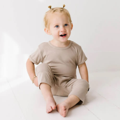 3-6M Taupe Short Long Romper