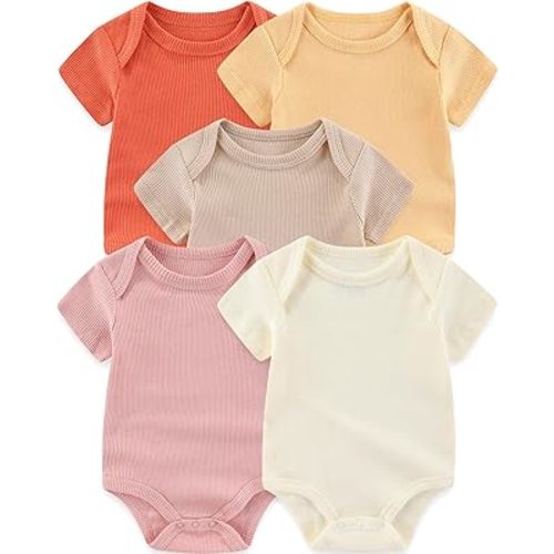 Baby Bodysuits Ribbed Mix Summer Newborn Boy Girl Clothes 5-pack
