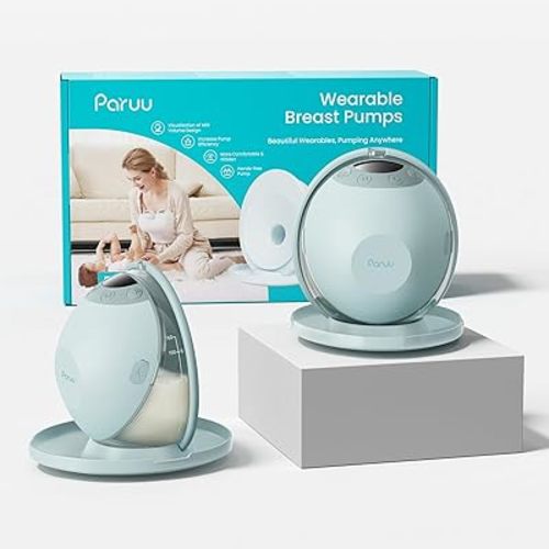Paruu Wearable Breast Pump, Double Layer Flange Design, 4 Modes with 12 Suction Levels, Hands-Free Electric Nursing Pump with BPA-Free Material