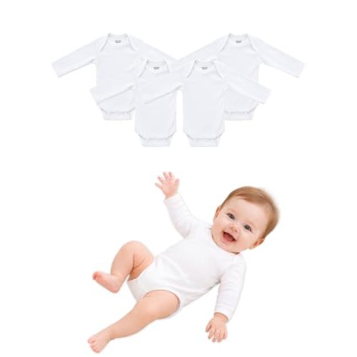 RATIVE Baby Bodysuit 4-Pack, Bamboo 70% Cotton 30%, Ultra Soft Breathable Newborn Bodysuits 03M