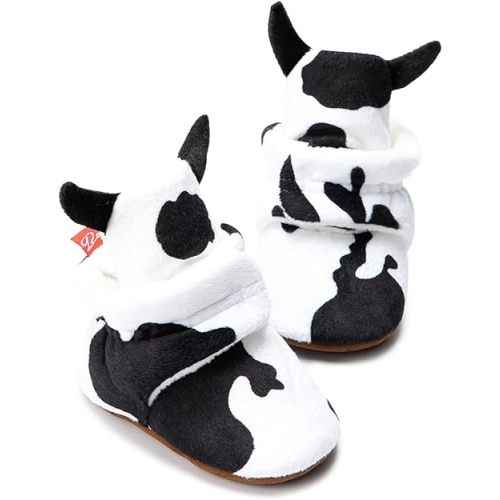 Sawimlgy Newborn Infant Baby Girl Boy Cotton Booties Stay On Sock Slippers Soft Bedroom Shoes Non-Skid Ankle Boots With Grippers Toddler Crib Warm Shoe First Walker Birthday Shower